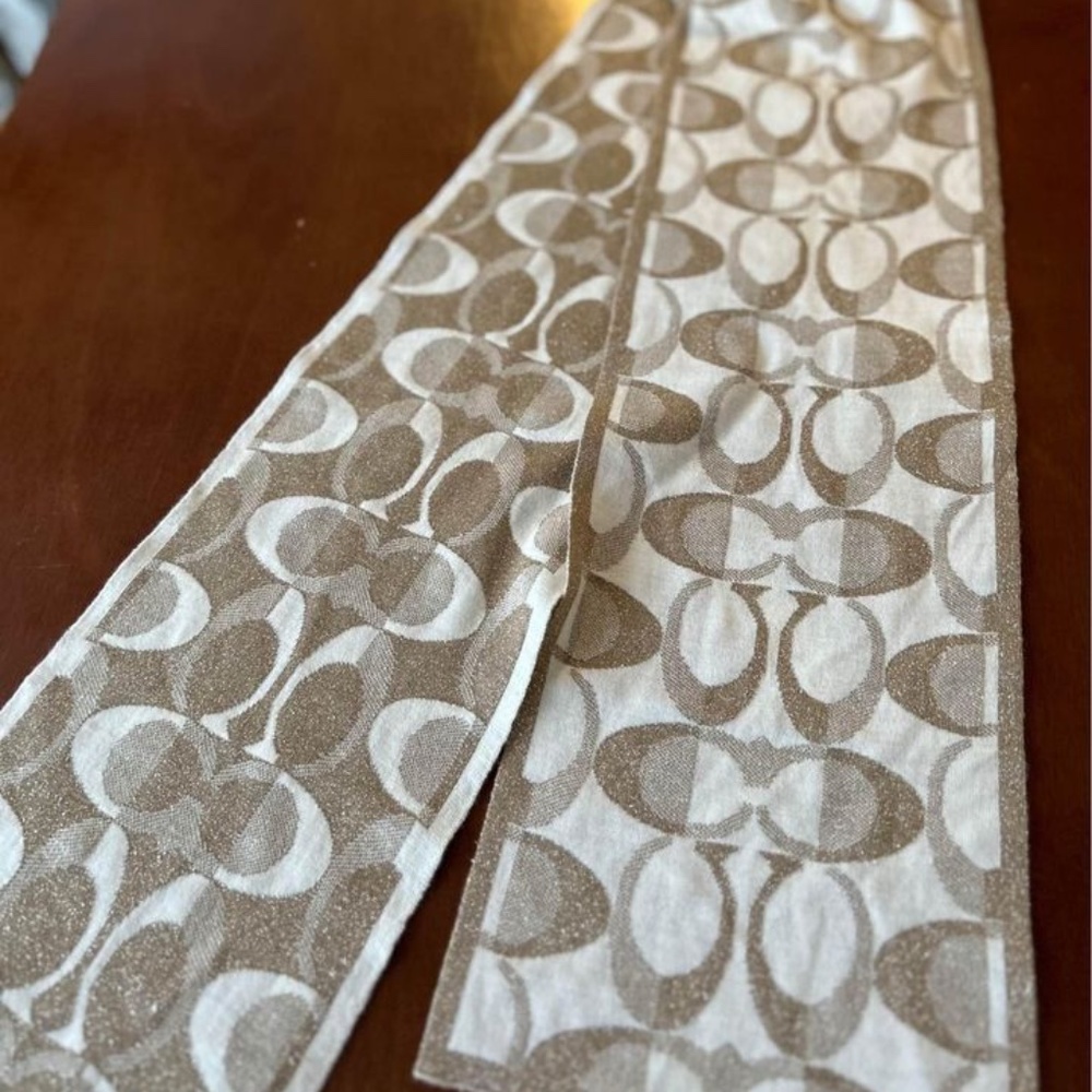 Coach Cream & Gold Scarf